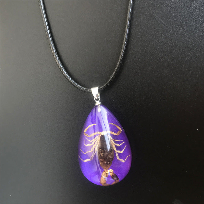 Wholesale 6pcs Scorpion Amber Real Insect Luminous Pendant Specimen Necklace